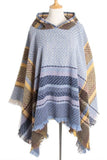 PLAID PATTERN FASHION HOODED CAPE_CWASC0018