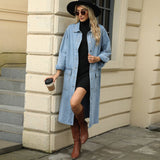 Washed Denim Casual Long Coat Top