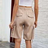 Washed Cargo Cropped Casual Shorts