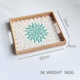 RATTAN WOVEN COLORFUL SHELL TEA TRAY FRUIT TRAY_CWMM4488