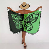 MULTI WAY TASSEL BEACH DRESS BUTTERFLY MESH COVER_CWBLS0490