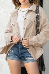 Solid Color Corduroy Shirt Single Breasted Coat