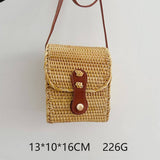 RATTAN WOVEN SMALL SQUAREBAG SHOULDER CROSSBODY BAG_CWMM4544