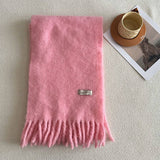 CHUNKY WOOL BLEND SCARF FOR WINTER SOLID COLOR_CWASC2361
