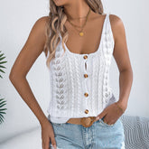 Solid-Color Hollowed-Out Single-Breasted Vest