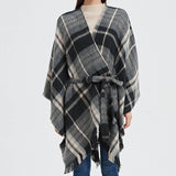 BLACK AND WHITE LINE CARDIGAN SHAWL CLOAK_CWASC0264