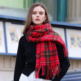 PLAID WINTER SCARF FOR WOMEN SOFT TASSEL SHAWL_CWASC0224