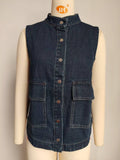Washed Casual Loose Denim Vest Jacket
