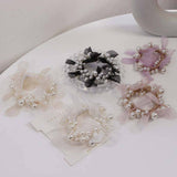 ELEGANT LACE PEARL HAIR TIE BUN PONYTAIL BAND_CWAHA6875