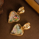 FASHIONABLE HEART ABALONE PENDANT EARRINGS_CWMM4345