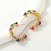 LIGHT LUXURY C SHAPED DIAMOND EARRINGS_CWMM3668