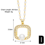 FASHIONABLE DIAMOND INLAID FLOWER PEARL NECKLACE_CWAJE0917