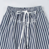 Striped Straight-Leg Wide-Leg Cargo Pants