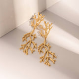 18K GOLD PLATED PEARL TEXTURED CORAL EARRINGS_CWASC1669