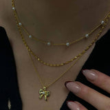 ELEGANT BOW NECKLACE FOR WOMEN MINIMALIST LUXURY_CWAJE5097
