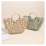 HALF ROUND SHOULDER BEACH TOTE STRAW BAG_CWAB1868
