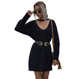 Solid Color Temperament Loose Sweater Dress