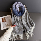 Autumn Winter Paisley Colorblock Tassel Scarf_Cwasc03274