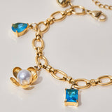 Vacation Pearl Heart Flower Blue Bracelet