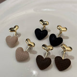 TEMPERAMENTAL HIGH END CHECKERED HEART EARRINGS_CWAJE3174