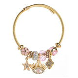 Trendy Evil Eye Clover Star Charm Bracelet_Cwmm8509