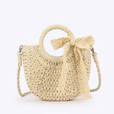 SEMI CIRCULAR HANDMADE PAPER ROPE STRAW BAG_CWAB4701