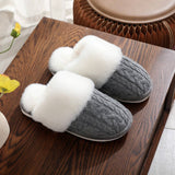 PLUSH CHENILLE KNIT SLIPPERS WARM HOME SHOES_CWSHF00214