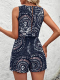 V-Neck Simple Printed Sleeveless Casual Jumpsuit
