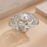IRREGULAR GEOMETRIC ELLIPSE ALLOY WINDING RING_CWMM3229