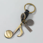 Vintage Musical Note Cowhide Car Keychain_Cwmm4777
