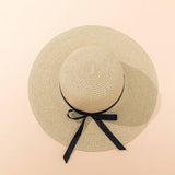 SUMMER BEACH FASHION VERSATILE BOW SUN HAT_CWAH1160