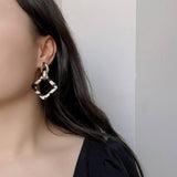 Hong Kong Style Retro Geometric Square Earrings_Cwaje2191
