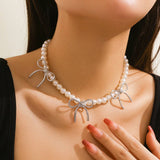 HOT SELLING BLACK BOW BEADED NECKLACE_CWAJE1171