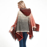 NEW HERRINGBONE GRADIENT HOODED CAPE SHAWL_CWASC1203