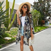 PEACOCK IN FULL BLOOM PRINT FRONT OPEN KIMONO_CWASC0800