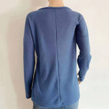 V-Neck Knitted Long-Sleeved Blouse