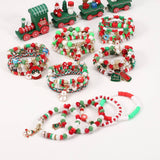 Cwmm10448_Christmas Charm Beaded Bracelet Snowman Tree Gift