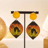 HALLOWEEN FUNNY PUMPKIN BAT LEAF EARRINGS_CWAJE2421