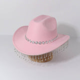RHINESTONE FRINGE PANAMA COWBOY HAT WITH EYE GEMS_CWAH3630
