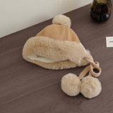 KIDS SUEDE TRAPPER HAT WARM WINTER EARFLAP CAP_CWAH2936