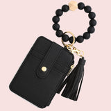 SILICONE BRACELET LEATHER WALLET TASSEL KEYCHAIN_CWAJE0659