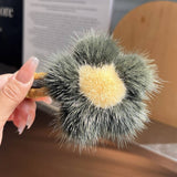 AUTUMN WINTER PLUSH HAIR CLAW FLORAL DUCKBILL CLIP_CWAHA3306