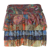 Vintage High Waist Ruffle Print Mini Skirt