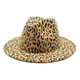 CAMEL FEDORA LEOPARD PRINT HAT JAZZ WIDE BRIM HAT_CWAH2563