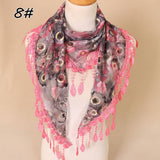 COLORFUL HOLLOW TASSEL LACE TRIANGLE SCARF VEIL_CWMM1989