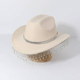 TASSEL TRIM WESTERN FEDORA COWBOY JAZZ HAT_CWAH3635