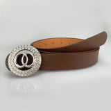 FASHION DOUBLE ROUND SMOOTH BUCKLE BELT_CWABE0128