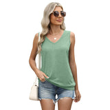 Solid V-Neck Tank Top Loose Sleeveless T-Shirt