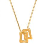 HOLLOW SQUARE PENDANT TITANIUM STEEL NECKLACE_CWAJE1090