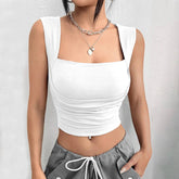 Square Collar Solid Color Short Sexy Chest Wrap